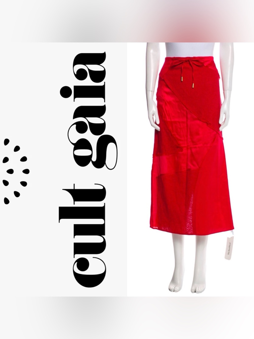 cult gaia Vibrant Red Drawstring Midi Skirt